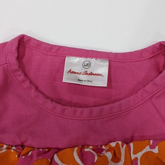 Hanna Andersson Pink Orange Hawaiian Colorful Tiered Tank Top Girls Size 120 6 7 - Picture 5 of 5